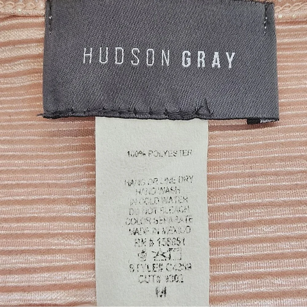 Hudson Gray Faux Wrap Top Women Sz M Glitter Shimmer Pink Balloon Sleeves